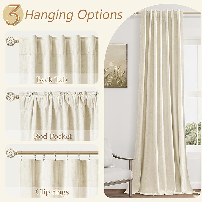 Guken 100% Blackout Curtains 100 Inch Length 2 Panels Set - Image 6