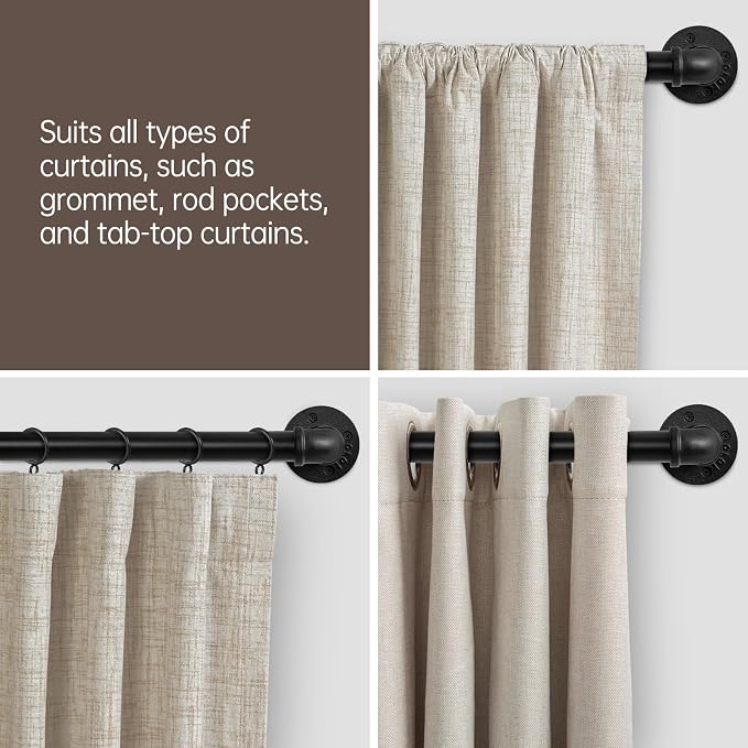 Zeerobee Curtain Rods for Windows 120 to 240, 1 Inch Industrial Wrap Around - Image 8