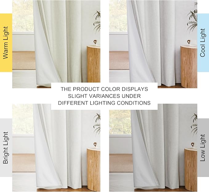 NICETOWN Extra Long Linen 100% Blackout Curtains 108 inches Length 2 Panels Set - Image 9