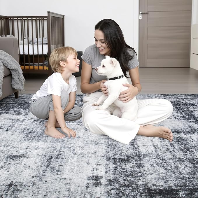 10x12 Area Rug Living Room Rug: Washable Modern Abstract Soft Thin Rug Indoor - Image 7
