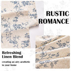 Lazzzy Blue Floral Linen Curtains 84 Inch Length Farmhouse Curtain Back Tab - Image 4