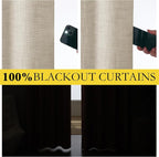 NICETOWN Taupe 100% Blackout Linen Curtains 72 inch Long Burg, Farmhouse Thick - Image 3