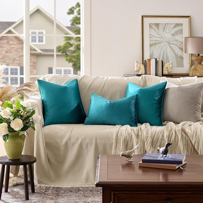 GIGIZAZA Décor Throw Couch Pillow Covers, 20 x 20 Pillow Velvet Cushion Covers - Image 2