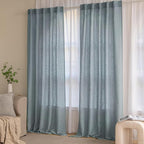 MIULEE Dusty Blue Linen Curtains 72 Inch Length 2 Panels - Image 7