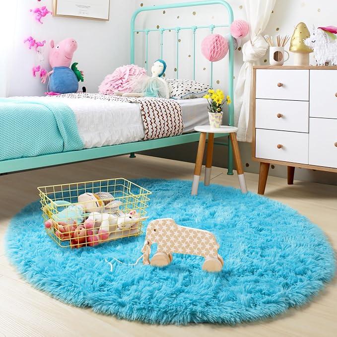 Amdrebio Blue Soft Round Rugs 4Ft - Image 3