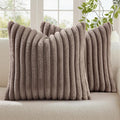 decorUhome Cozy Faux Fur Throw Pillow Covers 16x16 Set of 2 Decorative Soft by decorUhome