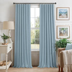 Slate Stone Blue Linen Blackout Curtains 90 Inch Long 2 Panels - Image 9
