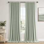Guken Mist Sage 100% Blackout Linen Curtains 90 Inch Length 2 Panels Set by Guken