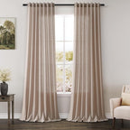 Extra Long Curtain 108 Inches Long 2 Panels Set Back Tab Oatmeal Linen Drapes by Nanspring