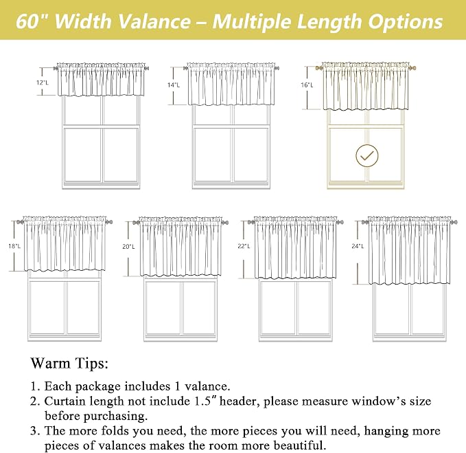 Sage Green Valances for Windows, Light Filtering Faux Linen Textured Small - Image 3