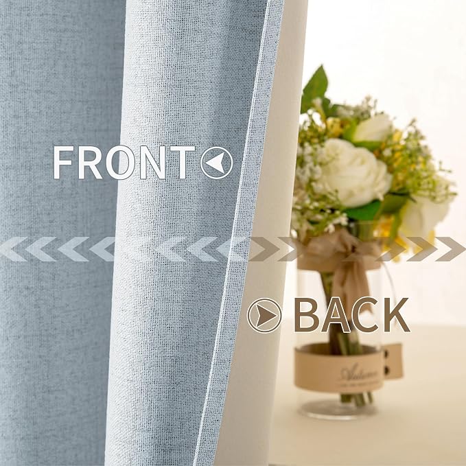 MIULEE Linen Textured Curtains for Bedroom Solid 100% Blackout Thermal - Image 6