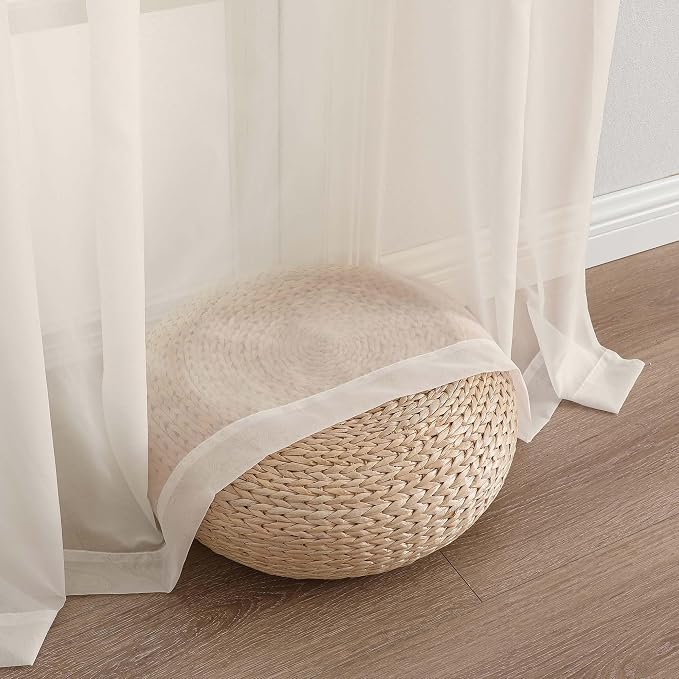 Chyhomenyc Cream Sheer Curtains 90 Inches Long 2 Panels, Light Filtering Cream - Image 8