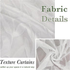 Lecloud Leia Clip Textured Leaf Ivory Sheer Curtain 63 Inch Length 2 Panels - Image 8