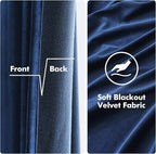 MIULEE 2 Panels Blackout Velvet Curtains Solid Soft Grommet Royal Blue Curtain - Image 3