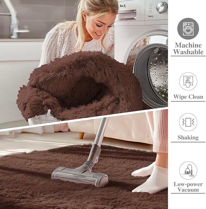OLANLY 5x5 Area Rugs for Living Room Bedroom, Machine Washable Soft Fluffy - Image 2