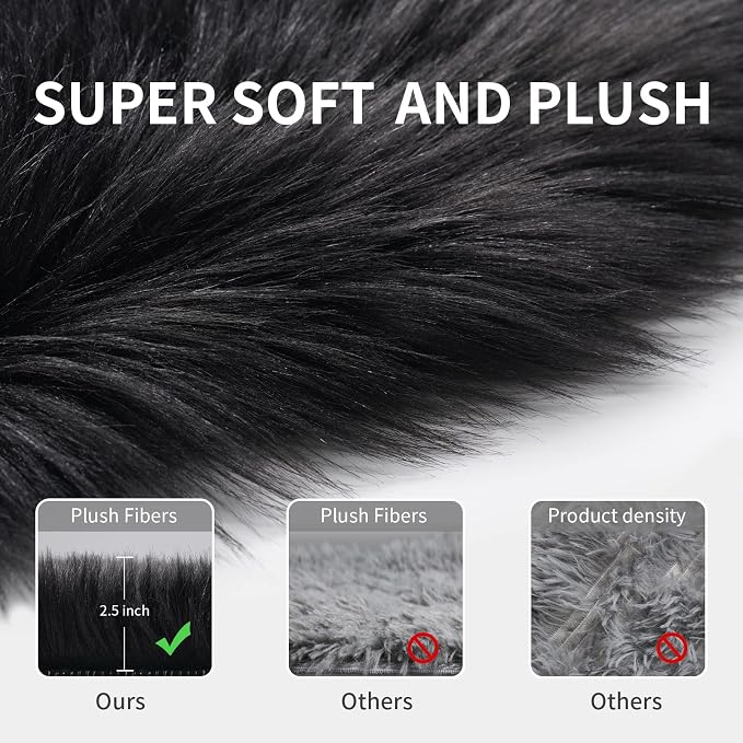 Small Faux Fur Rug, 2x4 ft Ultra Soft Sheepskin Rug Chair Sofa Cover Seat Pad - Image 7