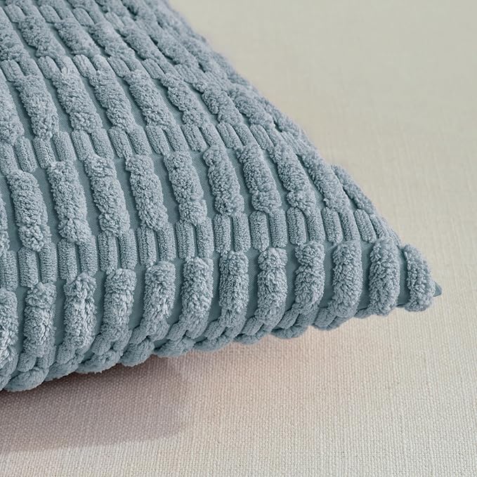 Fancy Homi 4 Packs Boho Light Blue Decorative Throw Pillow Covers 12x20 Inch - Image 4