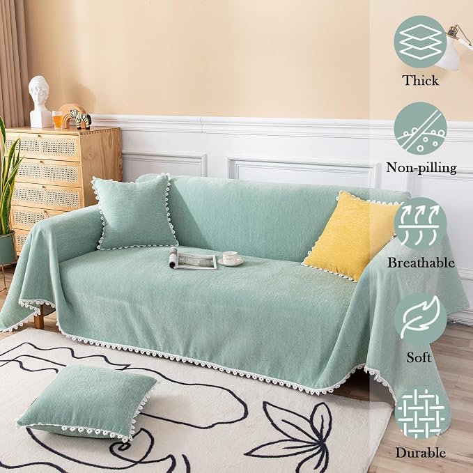HANDONTIME Cute Sofa Covers Light Green Couch Covers - Image 2