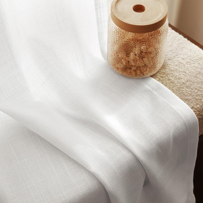 Linen White Curtains 86 inches Long - Image 2