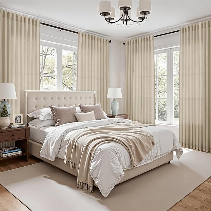 Nanspring Eggshell Beige Curtains 102 Inches Long - Image 7