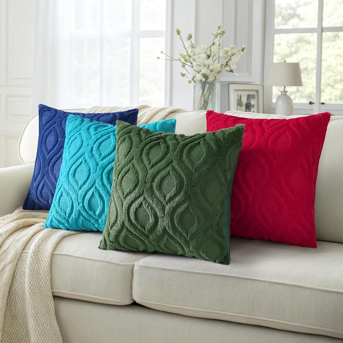 decorUhome Summer Throw Pillow Covers 26x26 Inch Set of 2, Soft Plush Faux Wool - Image 5