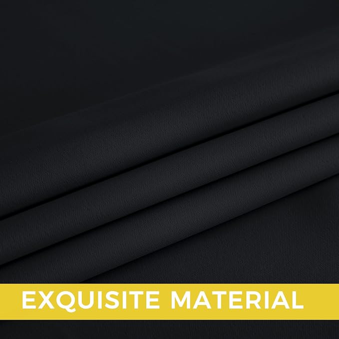 NICETOWN Room Darkening Draperies Curtains Panels, 2 Panels Black W52 x L90 - Image 4