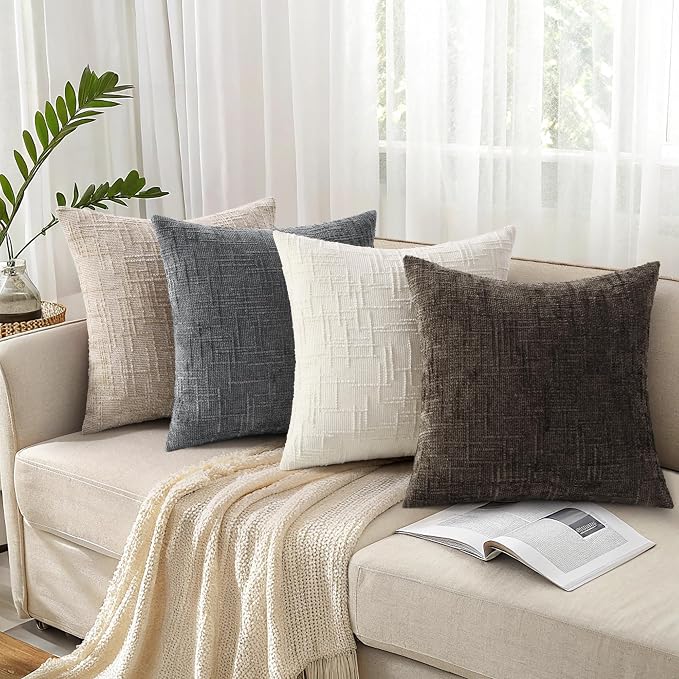 decorUhome Dark Brown Chenille Throw Pillow Covers 16x16 Set of 2 Textured Soft - Image 7
