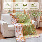 MSGKV Boho Throw Blanket 90"x90" Floral 100% Cotton Blanket - Image 2