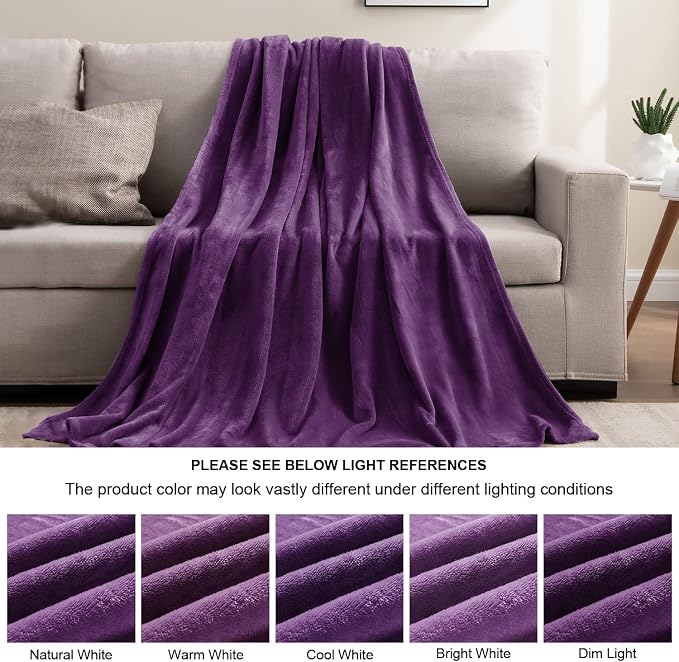 BEDELITE Fleece Blanket Purple Throw Blankets - Image 6