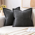MIULEE Dark Grey Corduroy Pillow Covers 16x16 Inch by MIULEE