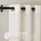 NICETOWN Linen Burlap Bedroom Curtains 63 inches Long, Grommet Semi Sheer Flax - Image 2