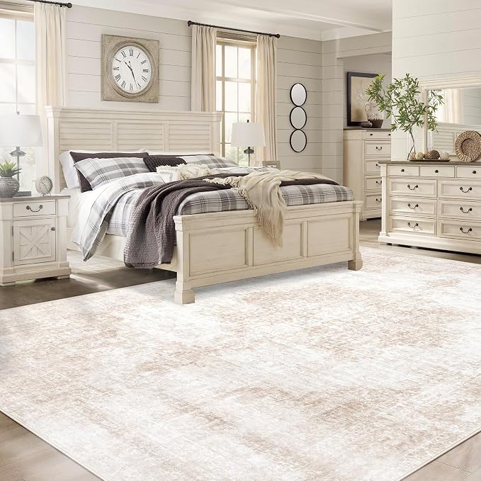 Area Rug 9x12 Vintage Rugs: Large Washable Living Room Rug Retro Medallion - Image 3