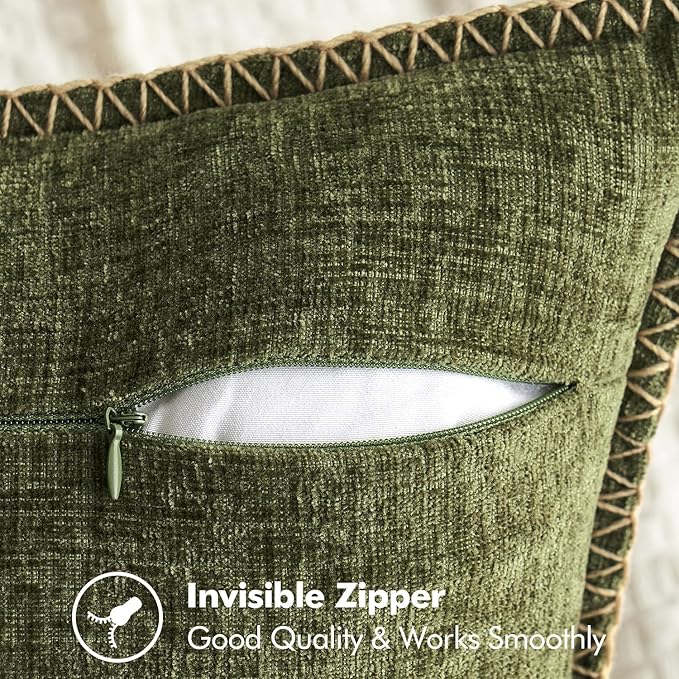 MIULEE Pack of 2 Couch Throw Pillow Covers 12x20 Inch Olive Green Farmhouse - Image 3