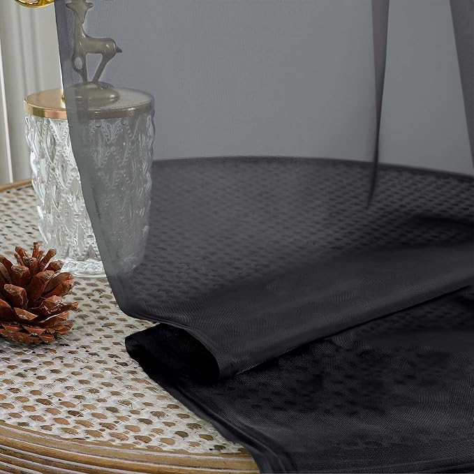 Gwine Black Sheer Curtains 84 Inches Long 2 Panels Set, Light Filtering Sheer - Image 8