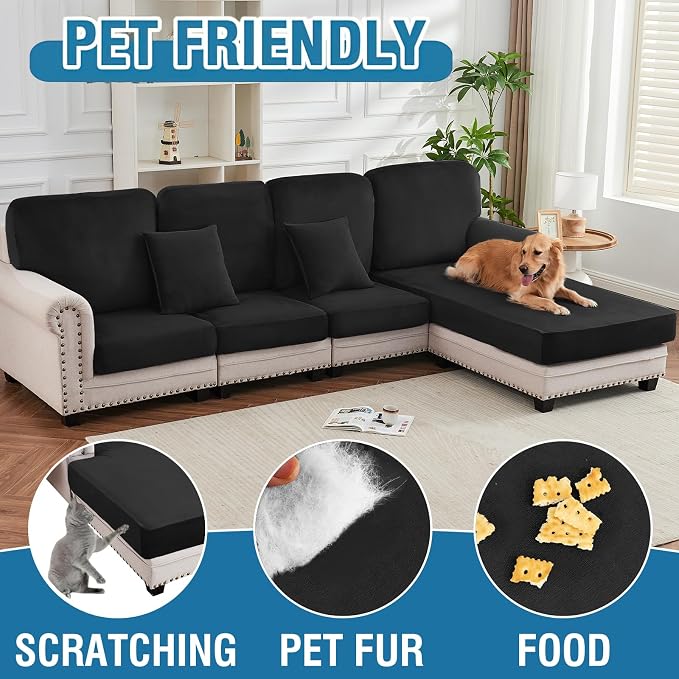 Couch Cover Stretch Velvet Sofa Cushion Cover 2-Piece - Image 4