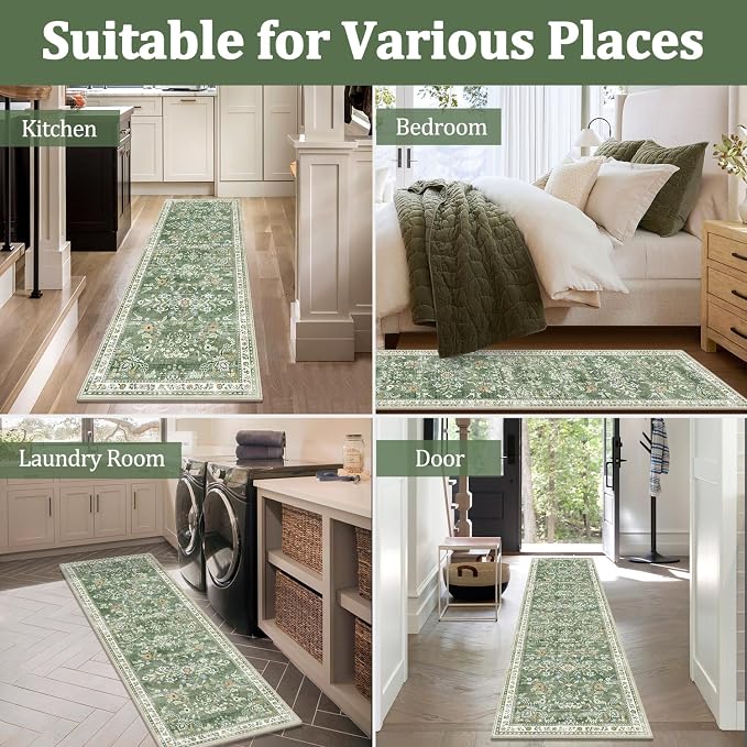 Yamaziot Washable Area Rug 6x9, Large Non-Slip Boho Floral Living Room Rug - Image 6