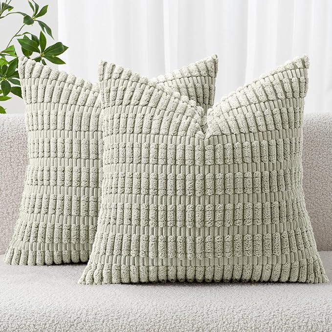 MIULEE Pack of 2 Spring Corduroy Decorative Throw Pillow Covers 20x20 Inch Soft by MIULEE