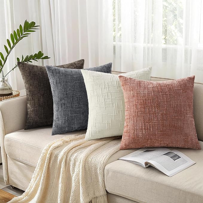 decorUhome Summer Pink Chenille Euro Sham Throw Pillow Covers 26x26 Set of 2 - Image 7