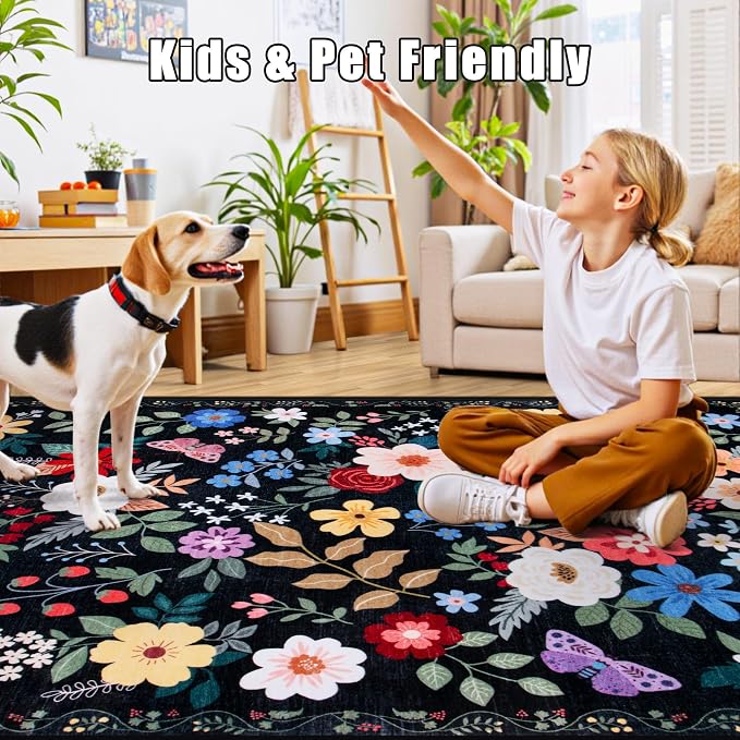 6x9 Area Rugs for Living Room: Floral Washable Rug Vintage Large Soft Boho - Image 8