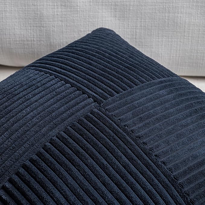 Fancy Homi 2 Packs Navy Blue Decorative Throw Pillow Covers 18x18 Inch - Image 3