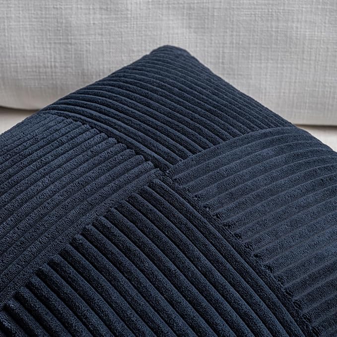 Fancy Homi 2 Packs Navy Blue Long Lumbar Decorative Throw Pillow Covers 12x24 - Image 3