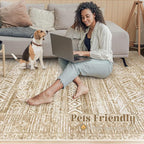 Living Room Rugs 9x12: Washable Moroccan Geometric Boho Rug Farmhouse Non Slip - Image 5