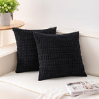 Pack of 2 Corduroy Decorative Throw Pillow Covers 26x26 InchSoft Striped Pillow by Unknown