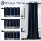 Guken Navy Blue 100% Blackout Curtains 120 Inch Length 2 Panels Set - Image 6