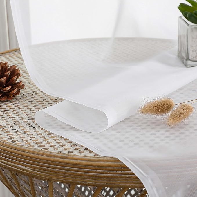 OWENIE White Sheer Curtains 78 Inches Long 2 Panels Set, Ivory Sheer Curtain - Image 5