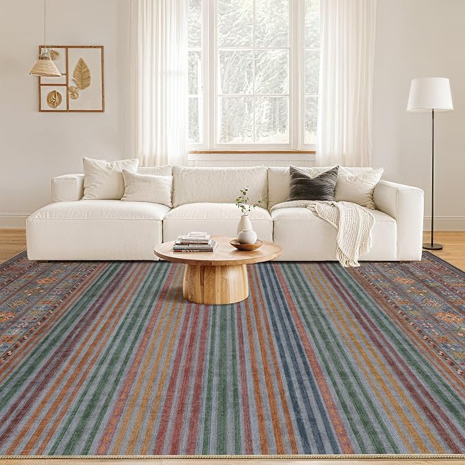 Nakagishi 7X9 Area Rugs Living Room: Washable Large Vintage Rug Neutral - Image 3