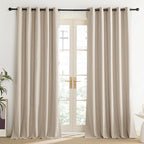 NICETOWN Cream 100% Blackout Linen Curtains 102 inch Long Burg - Image 2