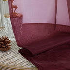 OVZME Burgundy Sheer Curtains 108 Inches Long 2 Panels Set, 59 Inch Extra Wide - Image 4