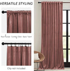 RYB HOME Dusty Pink Velvet Curtains 84 inch, Room Darkening Window Curtains - Image 3