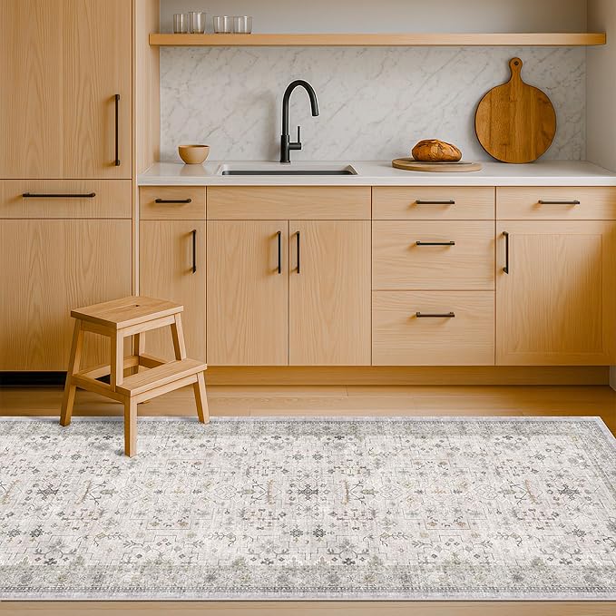 Light Grey 2x6 Boho Bathroom Runner Rug - Image 3